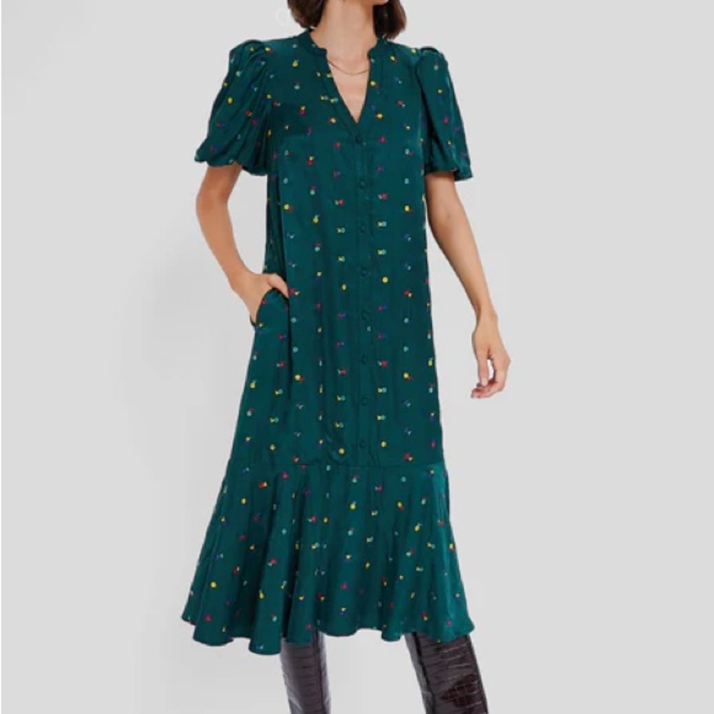 Chic Teal Floral Women's Dress - Tuckernuck Size M NWT - Picture 4 of 7